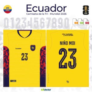 Camiseta Ecuador Mundial 2026 - Amarilla Tricolor